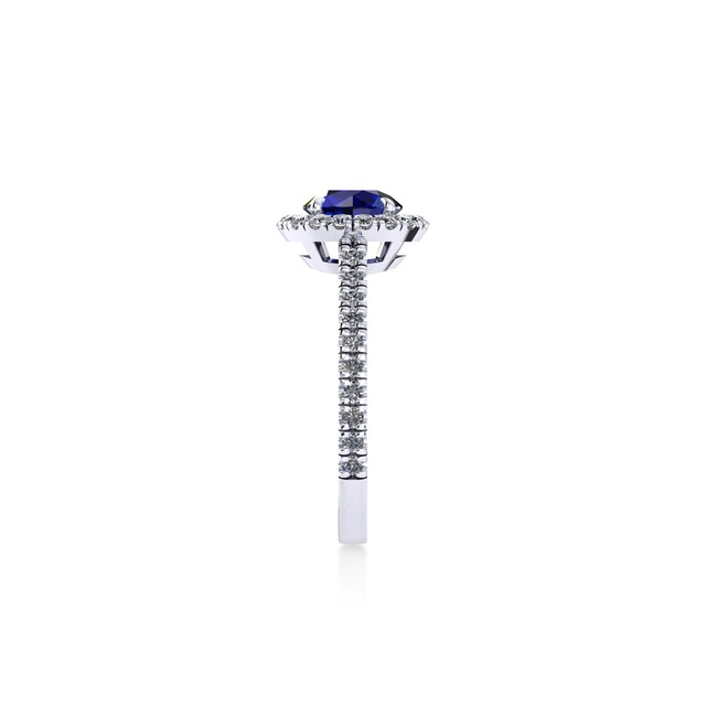 Mappin & Webb Amelia Halo Platinum And 4mm Sapphire Ring