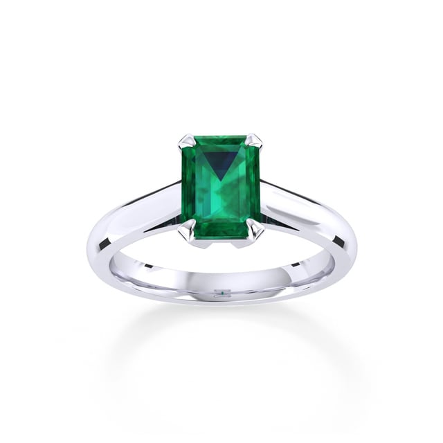 Belvedere Platinum Emerald Cut 9x7mm Emerald Ring - Ring Size P