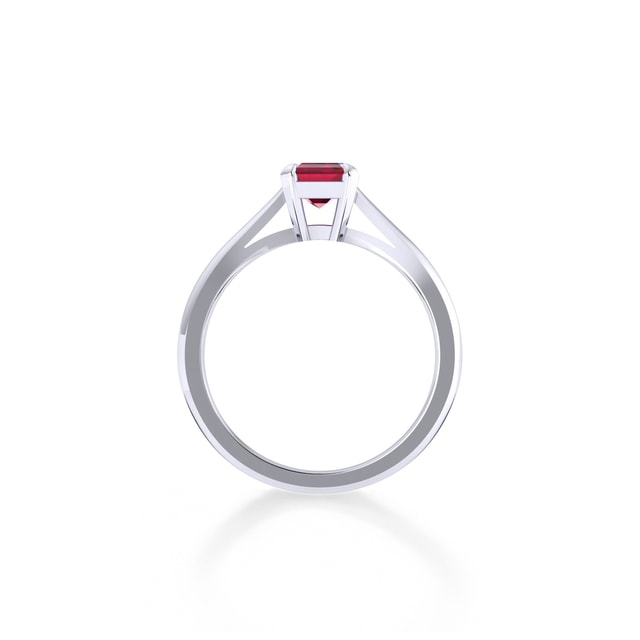Mappin & Webb Belvedere Platinum Emerald Cut 7x5mm Ruby Ring