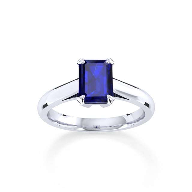 Mappin & Webb Belvedere Platinum Emerald Cut 7x5mm Sapphire Ring