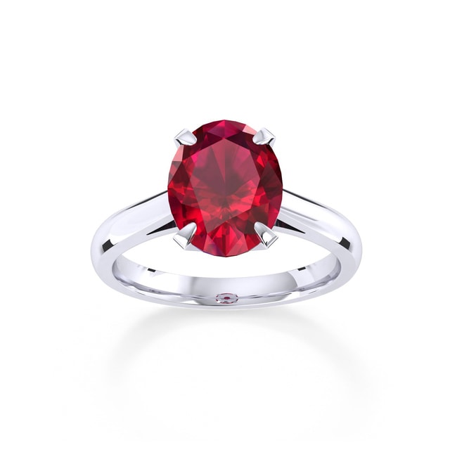 Belvedere Platinum Oval Cut 9x7mm Ruby Ring - Ring Size L