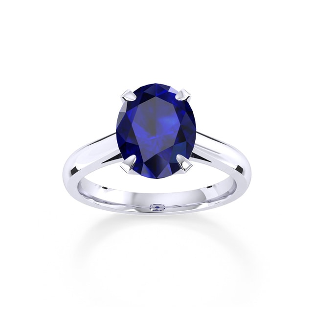 Belvedere Platinum Oval Cut 9x7mm Sapphire Ring - Ring Size P