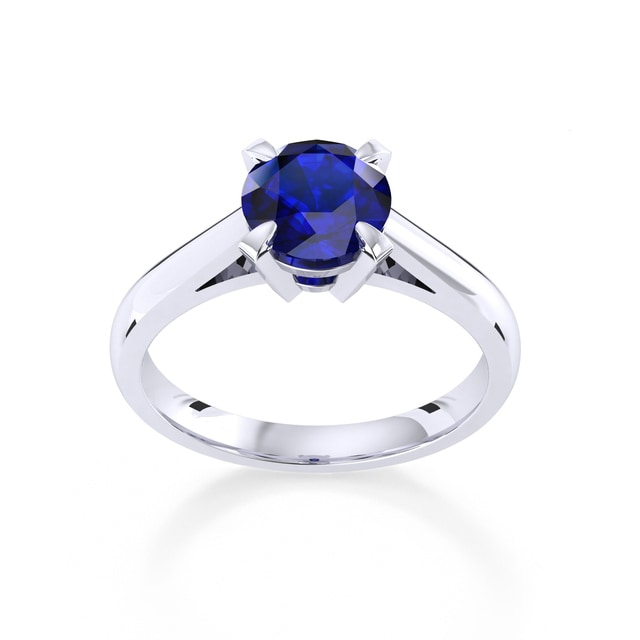 Belvedere Platinum Round Cut 6mm Sapphire Ring - Ring Size P