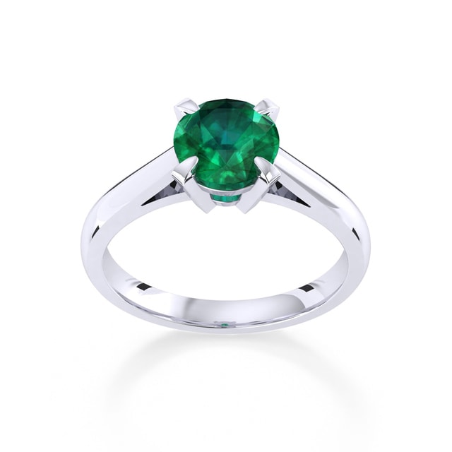 Belvedere Platinum Round Cut 5mm Emerald Ring - Ring Size J