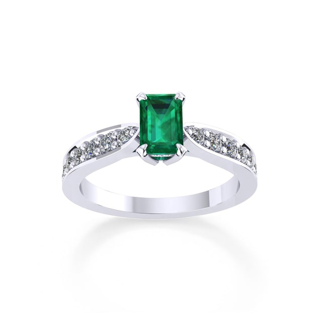 Boscobel Platinum And 9x7mm Emerald Ring - Ring Size L