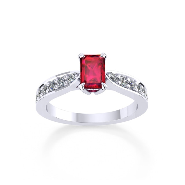 Boscobel Platinum And 9x7mm Ruby Ring - Ring Size N