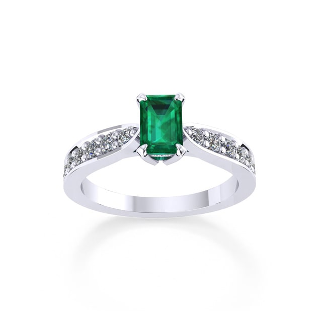 Boscobel Platinum And 7x5mm Emerald Ring - Ring Size P