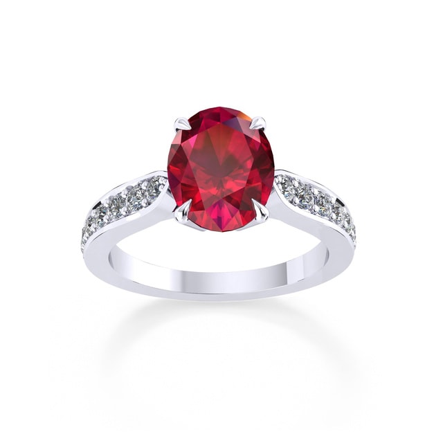 Boscobel Platinum And 7x5mm Ruby Ring - Ring Size L