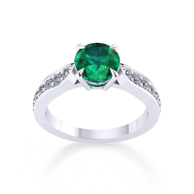 Boscobel Platinum And 6mm Emerald Ring - Ring Size N