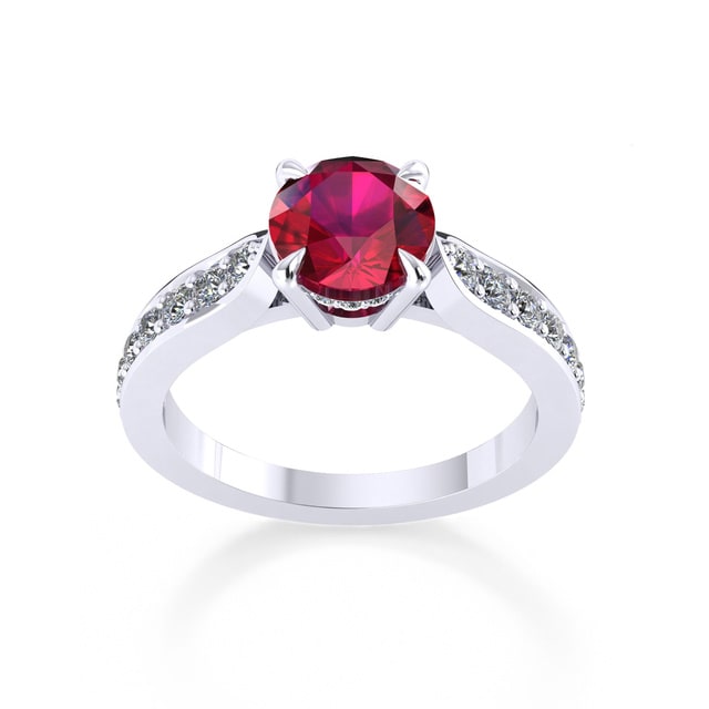 Boscobel Platinum And 6mm Ruby Ring - Ring Size J