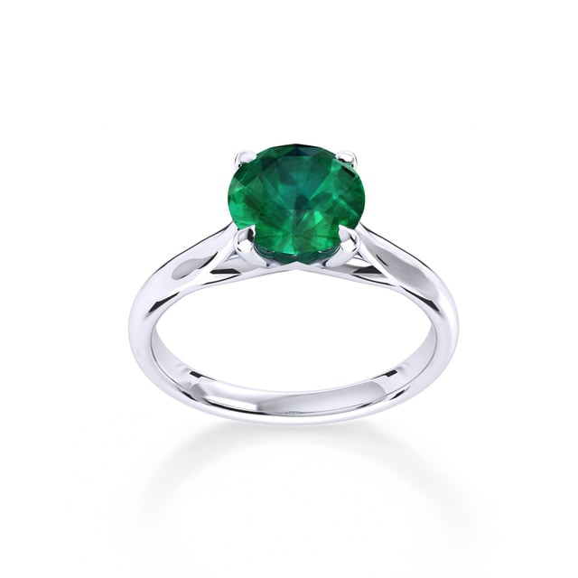 Ena Harkness Platinum And 5mm Emerald Ring - Ring Size N