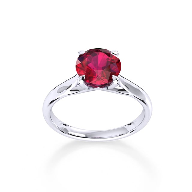 Ena Harkness Platinum And 5mm Ruby Ring - Ring Size L