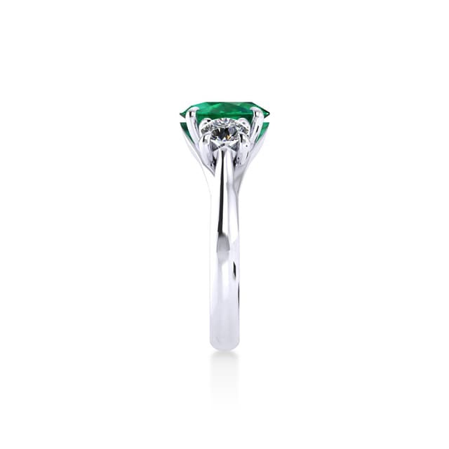 Mappin & Webb Ena Harkness Platinum And Three Stone 9x7mm Emerald Ring