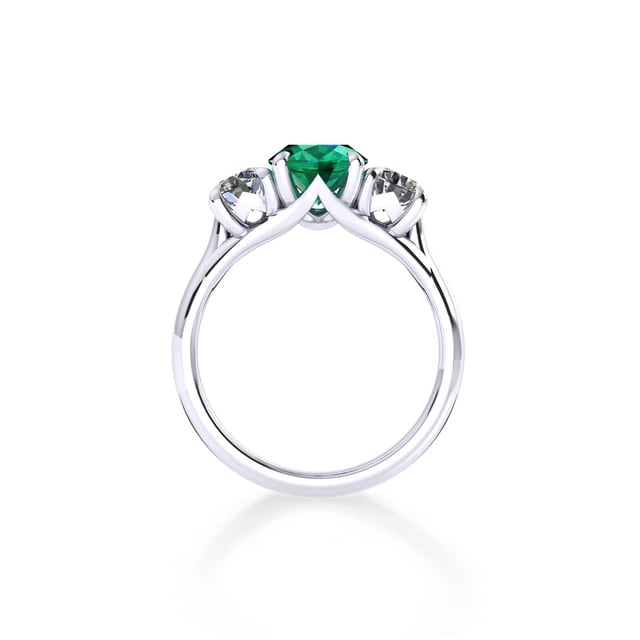 Mappin & Webb Ena Harkness Platinum And Three Stone 9x7mm Emerald Ring