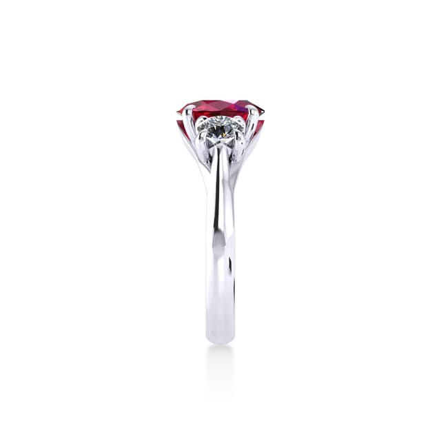 Mappin & Webb Ena Harkness Platinum And Three Stone 9x7mm Ruby Ring