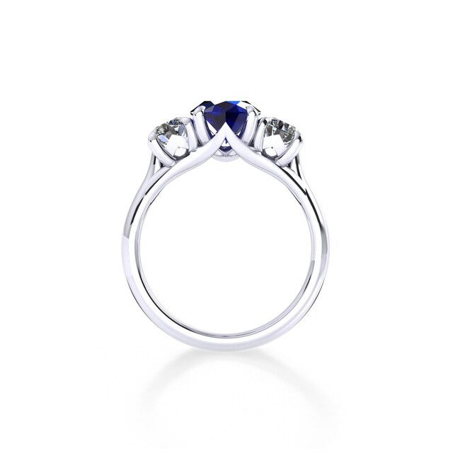Mappin & Webb Ena Harkness Platinum And Three Stone 9x7mm Sapphire Ring