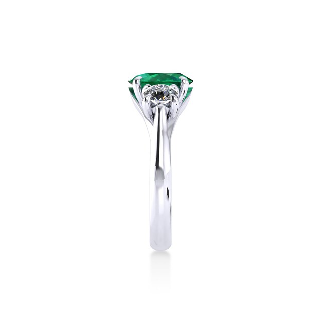 Mappin & Webb Ena Harkness Platinum And Three Stone 7x5mm Emerald Ring