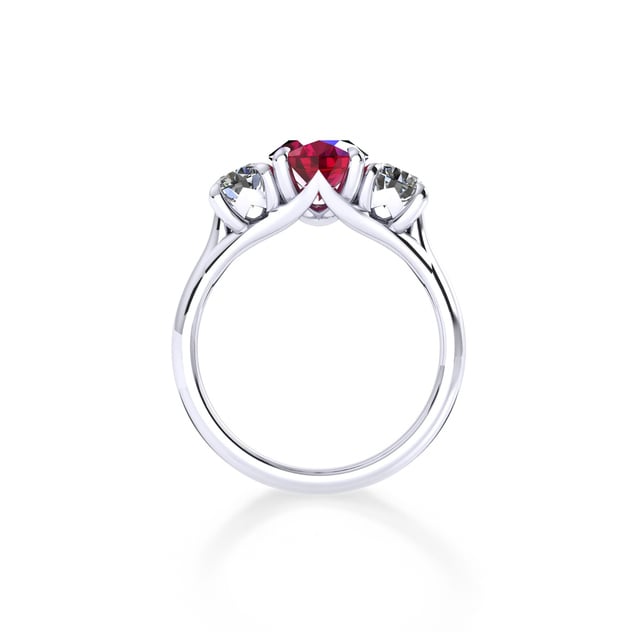 Mappin & Webb Ena Harkness Platinum And Three Stone 7x5mm Ruby Ring