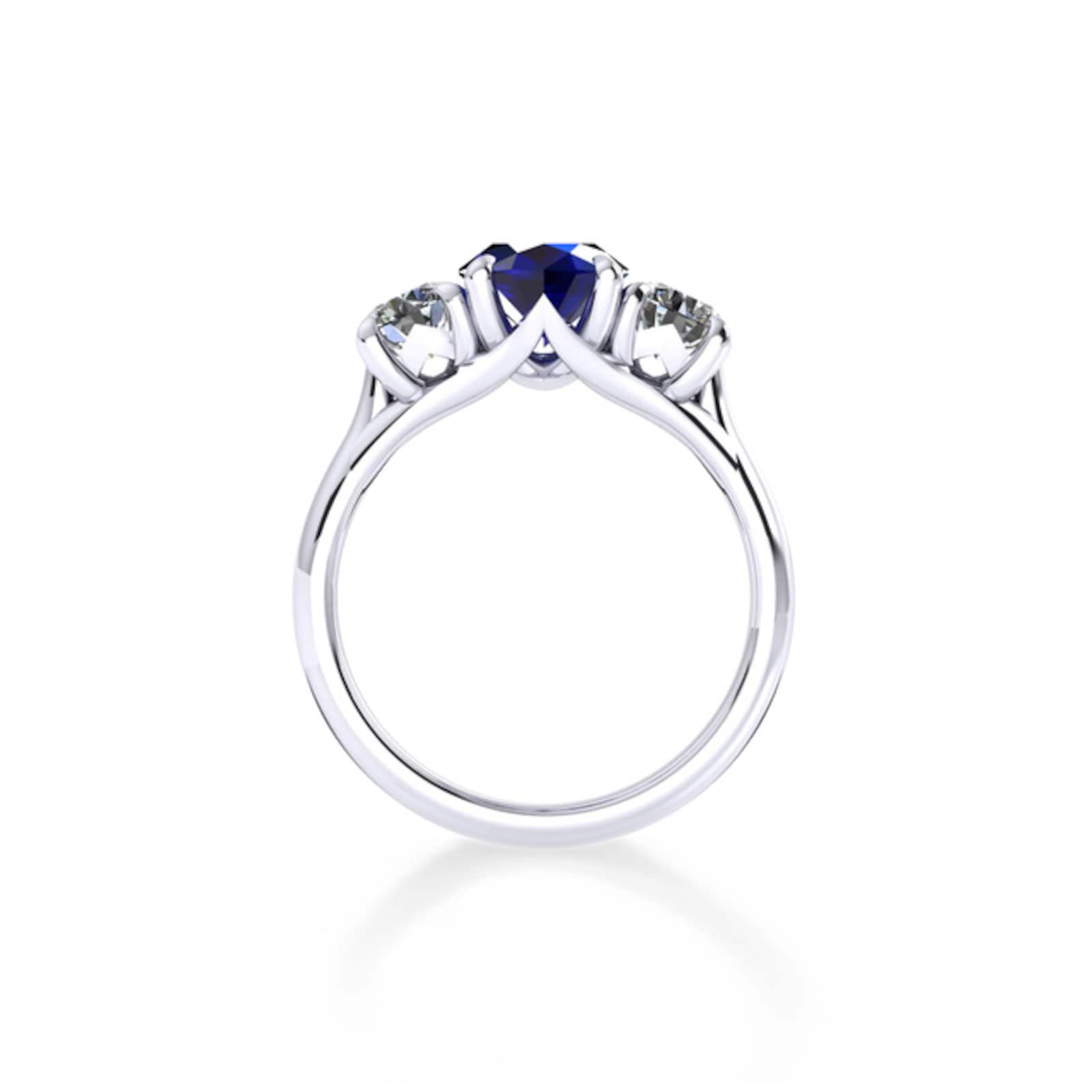 Mappin & Webb Ena Harkness Platinum And Three Stone 7x5mm Sapphire Ring ...