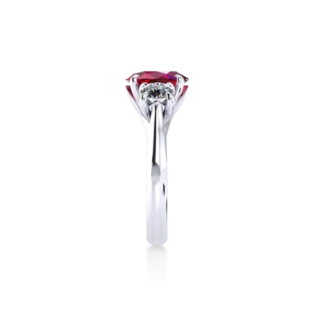 Mappin & Webb Ena Harkness Platinum And Three Stone 6x4mm Ruby Ring