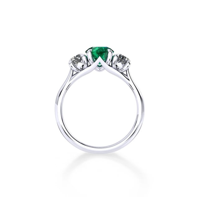 Mappin & Webb Ena Harkness Platinum And Three Stone 6mm Emerald Ring
