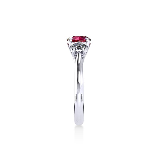 Mappin & Webb Ena Harkness Platinum And Three Stone 6mm Ruby Ring