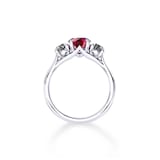 Mappin & Webb Ena Harkness Platinum And Three Stone 6mm Ruby Ring