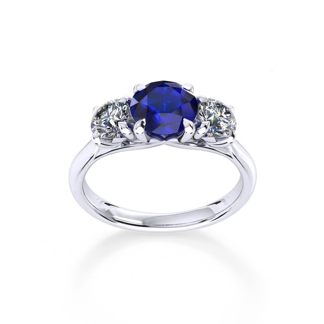 Ena Harkness Platinum And Three Stone 6mm Sapphire Ring - Ring Size M