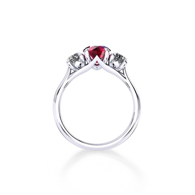 Mappin & Webb Ena Harkness Platinum And Three Stone 5mm Ruby Ring