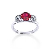 Mappin & Webb Ena Harkness Platinum And Three Stone 4mm Ruby Ring