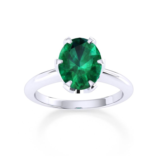 Hermione Platinum And 9x7mm Emerald Ring - Ring Size J