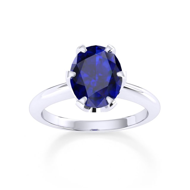 Hermione Platinum And 9x7mm Sapphire Ring - Ring Size L