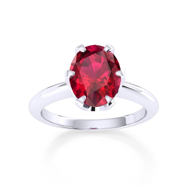 Hermione Platinum And 7x5mm Ruby Ring - Ring Size J