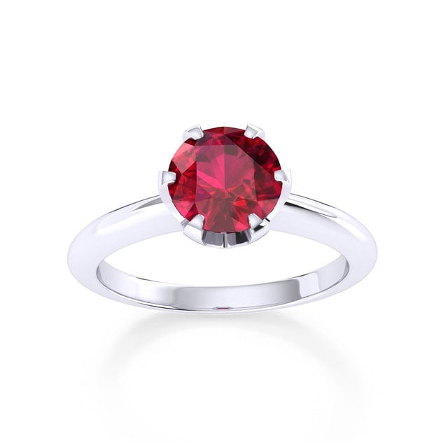 Hermione Platinum And 5mm Ruby Ring - Ring Size L