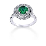 Mappin & Webb Alba Double Halo 18ct White Gold And 6mm Emerald Ring