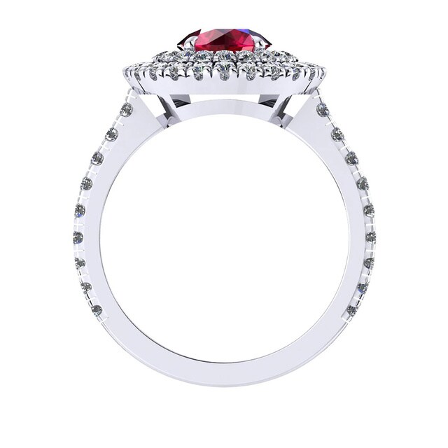 Mappin & Webb Alba Double Halo 18ct White Gold And 6mm Ruby Ring