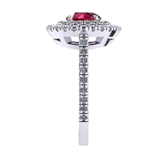 Mappin & Webb Alba Double Halo 18ct White Gold And 6mm Ruby Ring