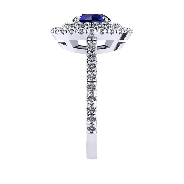Mappin & Webb Alba Double Halo 18ct White Gold And 6mm Sapphire Ring