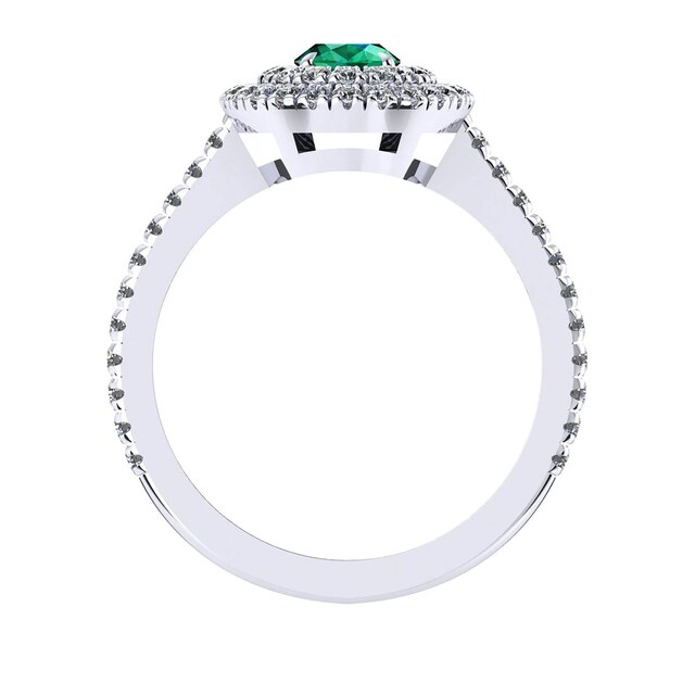 Mappin & Webb Alba Double Halo 18ct White Gold And 5mm Emerald Ring