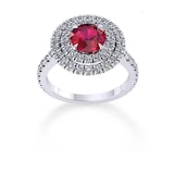 Mappin & Webb Alba Double Halo 18ct White Gold And 5mm Ruby Ring