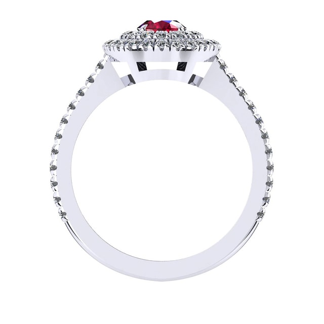 Mappin & Webb Alba Double Halo 18ct White Gold And 5mm Ruby Ring