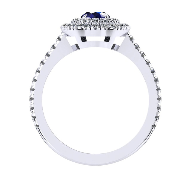 Mappin & Webb Alba Double Halo 18ct White Gold And 5mm Sapphire Ring