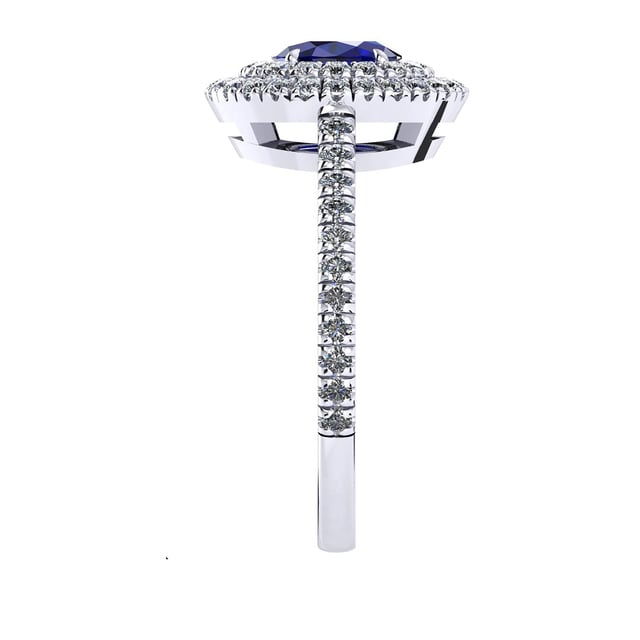 Mappin & Webb Alba Double Halo 18ct White Gold And 5mm Sapphire Ring