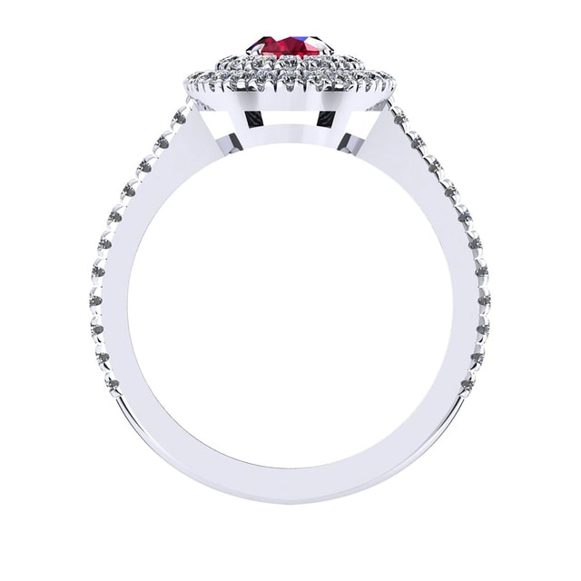 Mappin & Webb Alba Double Halo 18ct White Gold And 4mm Ruby Ring