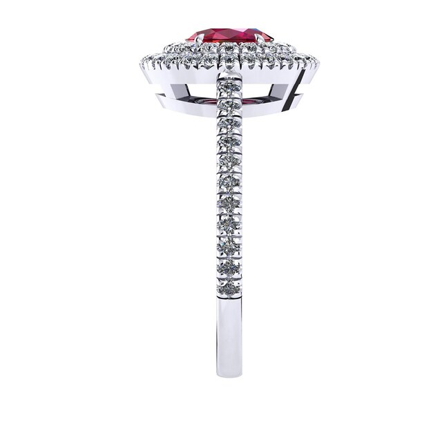Mappin & Webb Alba Double Halo 18ct White Gold And 4mm Ruby Ring