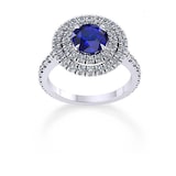 Mappin & Webb Alba Double Halo 18ct White Gold And 4mm Sapphire Ring