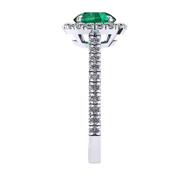 Mappin & Webb Amelia Halo 18ct White Gold And 6mm Emerald Ring