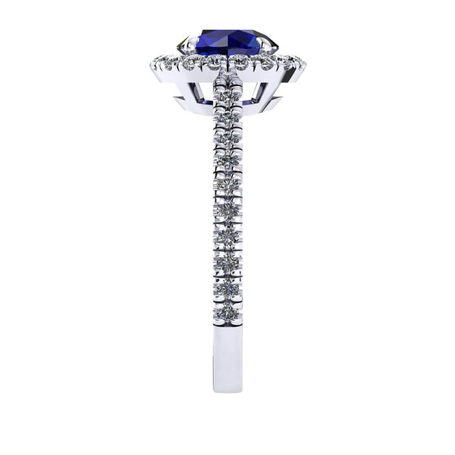Mappin & Webb Amelia Halo 18ct White Gold And 6mm Sapphire Ring