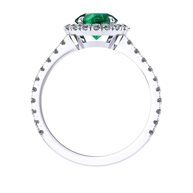 Mappin & Webb Amelia Halo 18ct White Gold And 5mm Emerald Ring