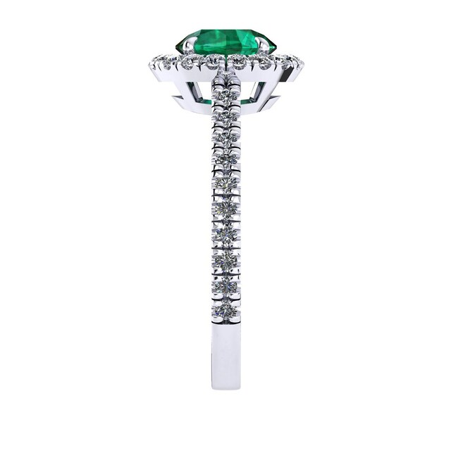 Mappin & Webb Amelia Halo 18ct White Gold And 5mm Emerald Ring